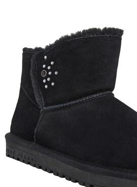 Stiefeletten Pepe Jeans Diss Urban aus schwarzem Wildleder mit Nieten für Damen.