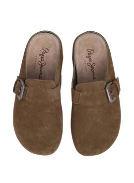 Pepe Jeans Corby grüne Wildleder-Clogs für Damen