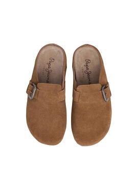 Pepe Jeans Holzschuhe Corby aus Kamel-Wildleder für Damen