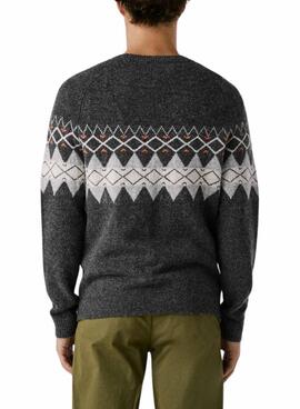 Pullover Pepe Jeans Presley mit grauen griechischen Ornamenten für Herren.