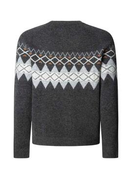 Pullover Pepe Jeans Presley mit grauen griechischen Ornamenten für Herren.