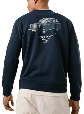 Sweatshirt Pepe Jeans Tacky mit bedrucktem Rücken in Marineblau für Herren.