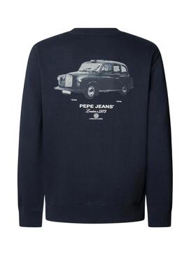 Sweatshirt Pepe Jeans Tacky mit bedrucktem Rücken in Marineblau für Herren.