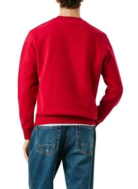 Sweatshirt Pepe Jeans Macbeth Logo Rundhalsausschnitt Rot für Herren