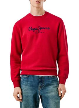 Sweatshirt Pepe Jeans Macbeth Logo Rundhalsausschnitt Rot für Herren