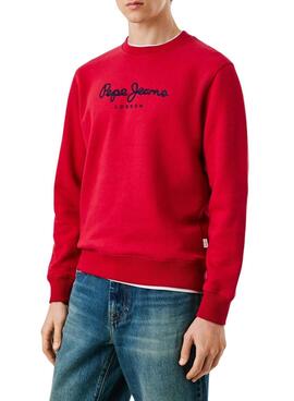 Sweatshirt Pepe Jeans Macbeth Logo Rundhalsausschnitt Rot für Herren
