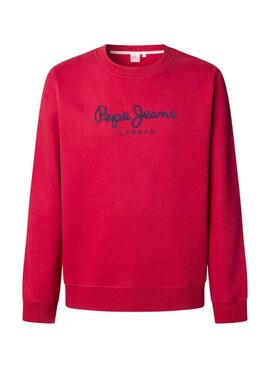 Sweatshirt Pepe Jeans Macbeth Logo Rundhalsausschnitt Rot für Herren