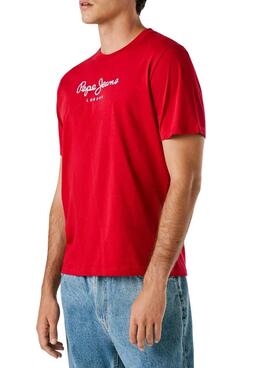 T-Shirt Pepe Jeans Eggo rot Logo für Herren