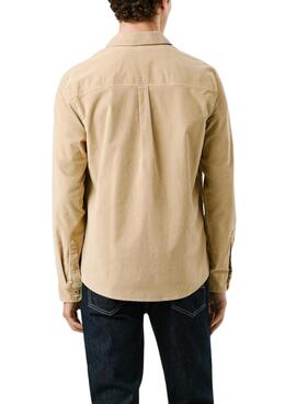 Hemd Pepe Jeans Clayton aus beigem Cord für Herren