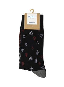 Pack 3 Paare Socken Pepe Jeans Xmas Tree schwarz für Herren