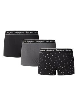 Pack 3 Pepe Jeans Weihnachtsbaum-Schwarz Herren-Unterhosen.