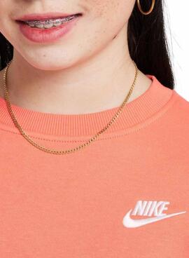 Nike Club Fleece Kapuzenpullover Orange für Mädchen