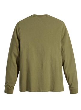 T-Shirt Levis Original Housemark in Grün mit langen Ärmeln für Herren.