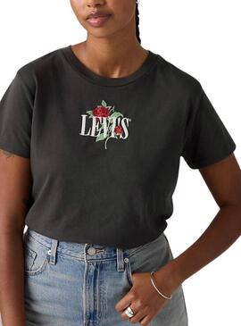 T-shirt Levis Graphic Boxy schwarz Rosen für Damen.