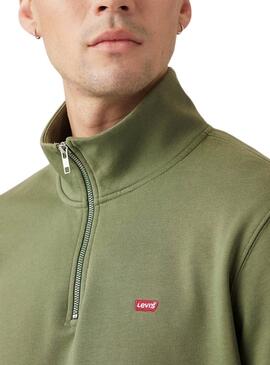 Sweatshirt Levis Original Housemark Halbzipper Grün für Herren.