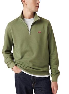 Sweatshirt Levis Original Housemark Halbzipper Grün für Herren.