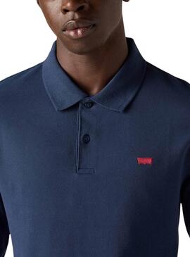 Polo Levis Housemark Slim Langarm Marine für Herren
