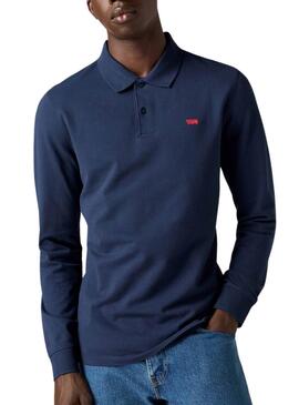 Polo Levis Housemark Slim Langarm Marine für Herren