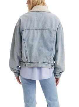 Damen Levis Trucker 90S Sherpa blauer Jeansjacke
