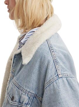 Damen Levis Trucker 90S Sherpa blauer Jeansjacke