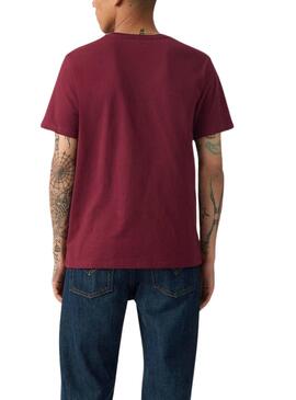 Levis Original Housemark T-Shirt in Granatrot für Herren.