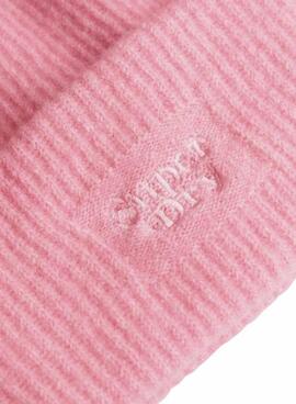 Strickmütze Supedry Soft Rib Knit rosa für Damen