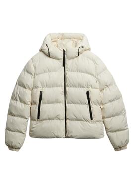 Gepolsterte Jacke Superdry Hooded Sports Puffer in Beige für Damen.