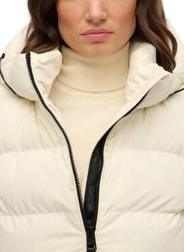 Gepolsterte Jacke Superdry Hooded Sports Puffer in Beige für Damen.