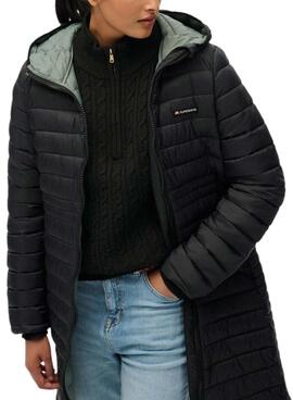 Steppmantel Superdry Hood Fuji Lite in Schwarz für Damen