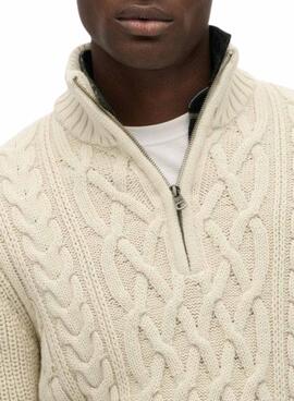 Superdry Jacob Cable Strickpullover in Beige für Herren.