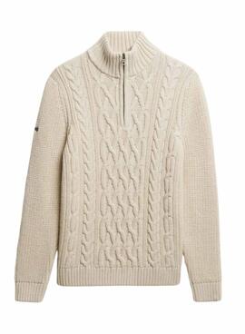 Superdry Jacob Cable Strickpullover in Beige für Herren.