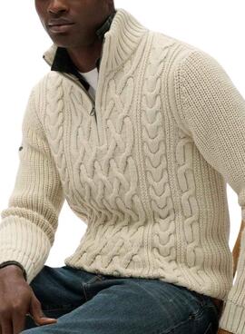 Superdry Jacob Cable Strickpullover in Beige für Herren.