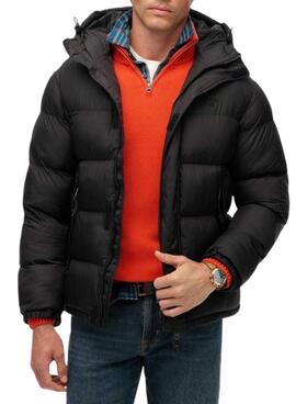 Gepolsterte Superdry Hooded Tech Padded Jacke in Schwarz für Herren.