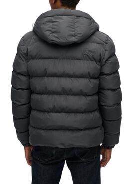Gepolsterte Superdry Kapuzen-Sportdaunenjacke in Grau für Herren