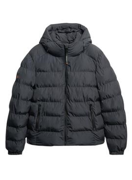 Gepolsterte Superdry Kapuzen-Sportdaunenjacke in Grau für Herren