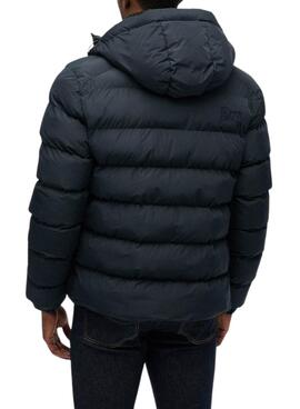 Gepolsterte Jacke Superdry Hooded Sports Puffer in Marineblau für Herren.