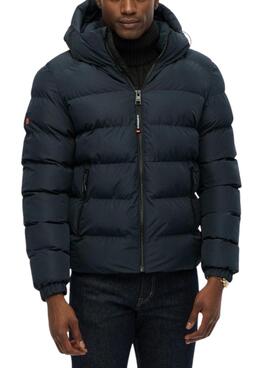 Gepolsterte Jacke Superdry Hooded Sports Puffer in Marineblau für Herren.