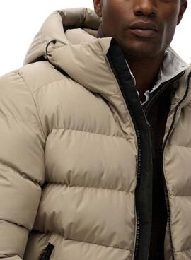 Steppjacke Superdry Hooded Sports Puffer beige für Herren.