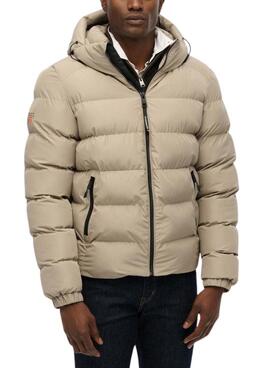 Steppjacke Superdry Hooded Sports Puffer beige für Herren.