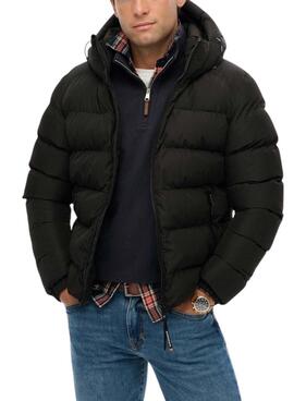 Gepolsterte Jacke Superdry Hooded Sports Puffer in Schwarz für Herren