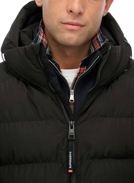 Gepolsterte Jacke Superdry Hooded Sports Puffer in Schwarz für Herren