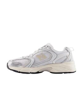Turnschuhe New Balance 530 Silber und Weiß für Damen.
