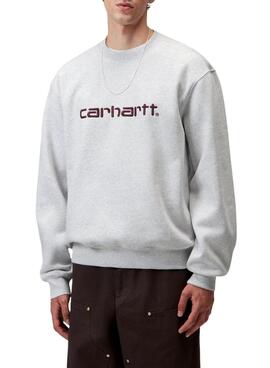 Sweatshirt Carhartt mit gesticktem Markenzeichen in Grau für Männer.