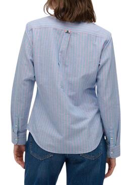 Bluse Superdry schmal Oxford Streifen blau für Damen