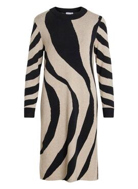 Kleid Vila Vitif Jacquard-Strick in Kamel für Damen