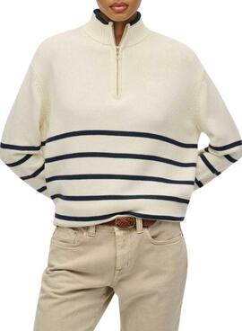 Superdry Kapuzenpullover mit Reißverschluss in Beige für Damen.