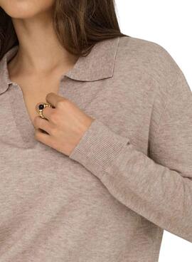 Pullover Nur Libi Polo beige für Damen