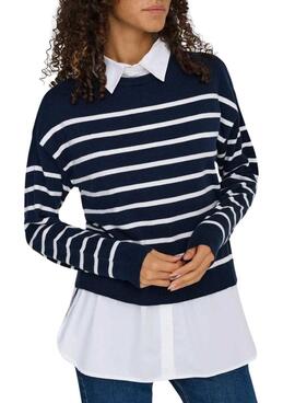 Pullover Only mit Only Payson blauer Damenbluse.