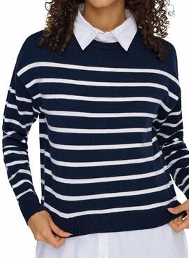 Pullover Only mit Only Payson blauer Damenbluse.