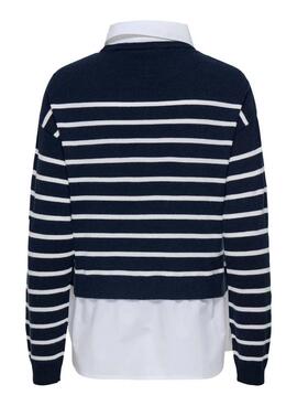 Pullover Only mit Only Payson blauer Damenbluse.